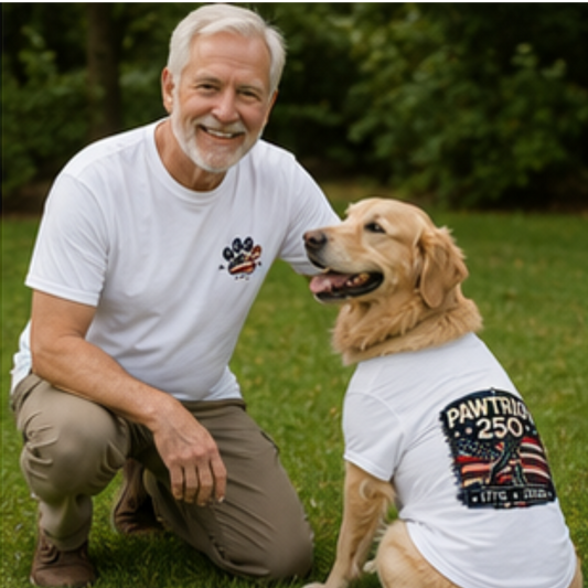 Pawtriot 250 Patriotic T-Shirt | America 250 Dog Lover Tee