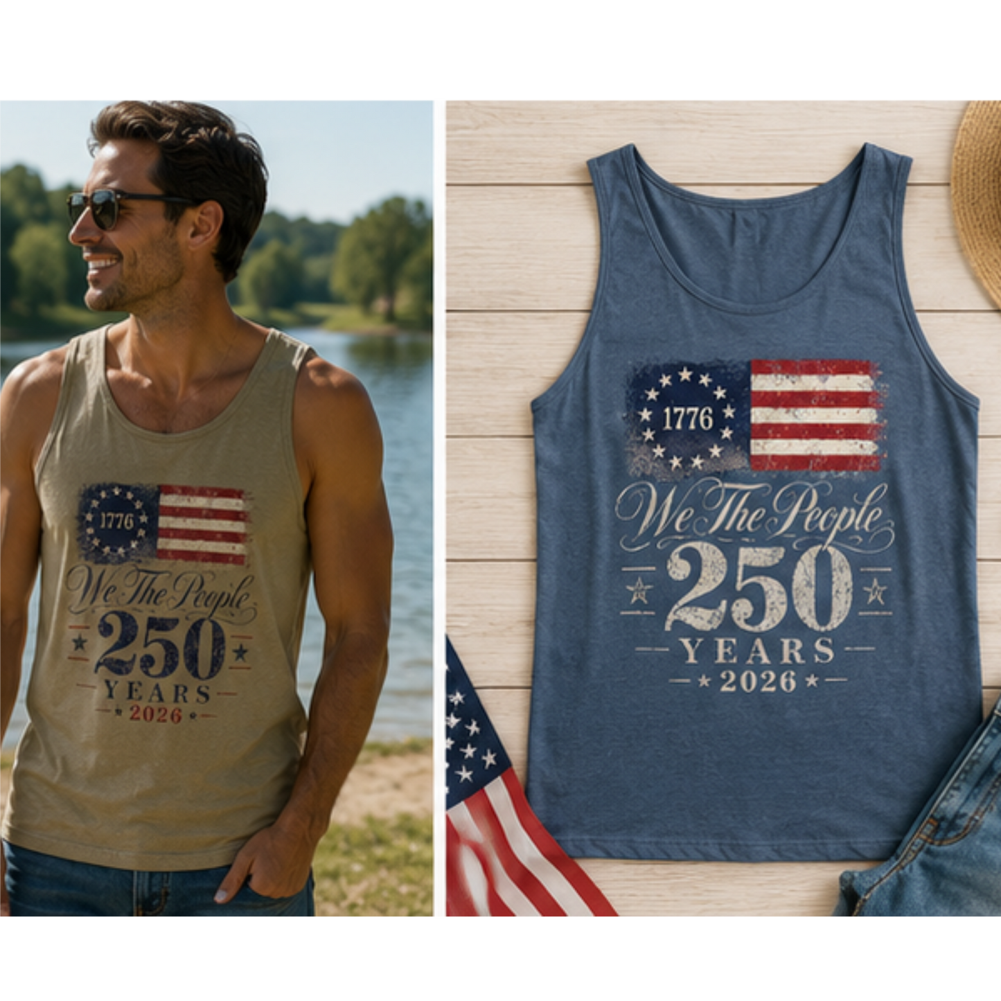 We the People 250 Years 2026 Tank  — 1776 American Flag Bicentennial Celebration Tee