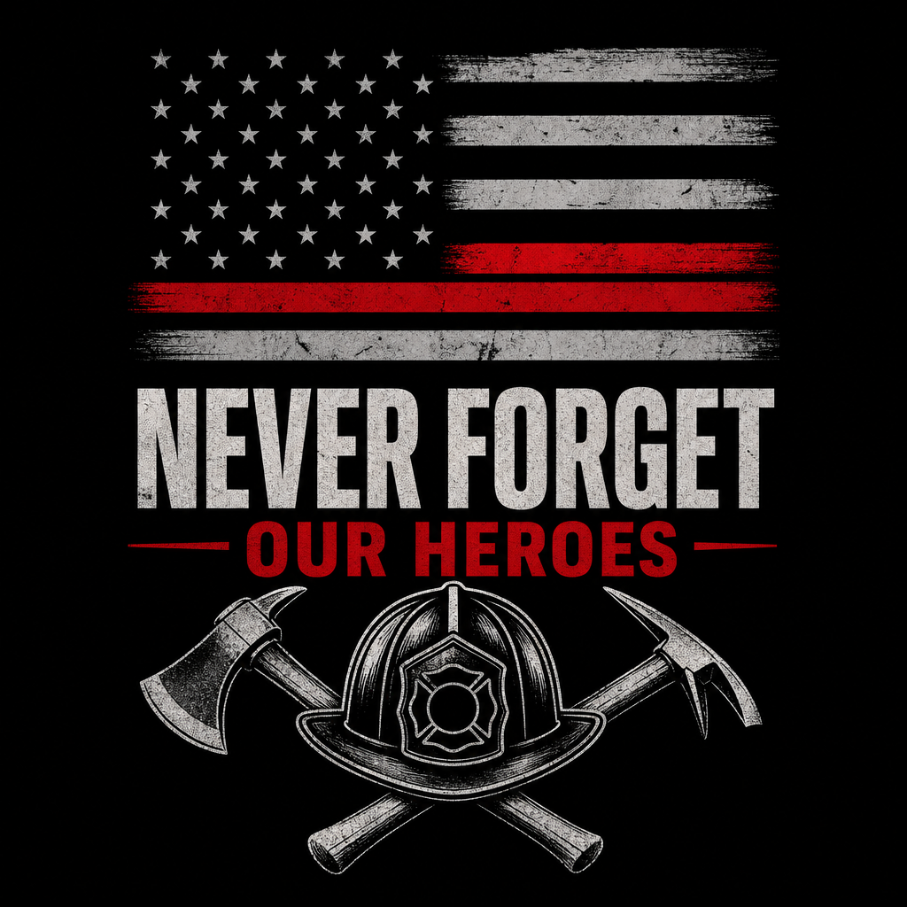 Never Forget Our Heroes Thin Red Line T-Shirt