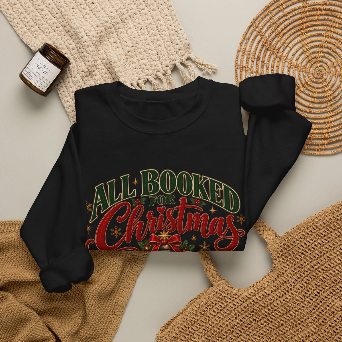 All Booked for Christmas Sweatshirt, Book Lover Christmas Sweatshirt, Bookish Christmas Gift, Reader Gift, Cozy Bookworm Pullover