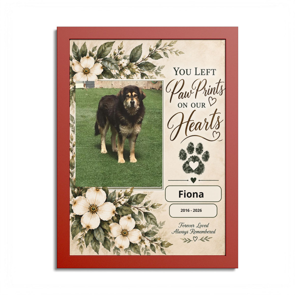Personalized Pet Memorial Wall Art – Custom Dog or Cat Portrait, Pet Name & Dates, In Loving Memory Gift