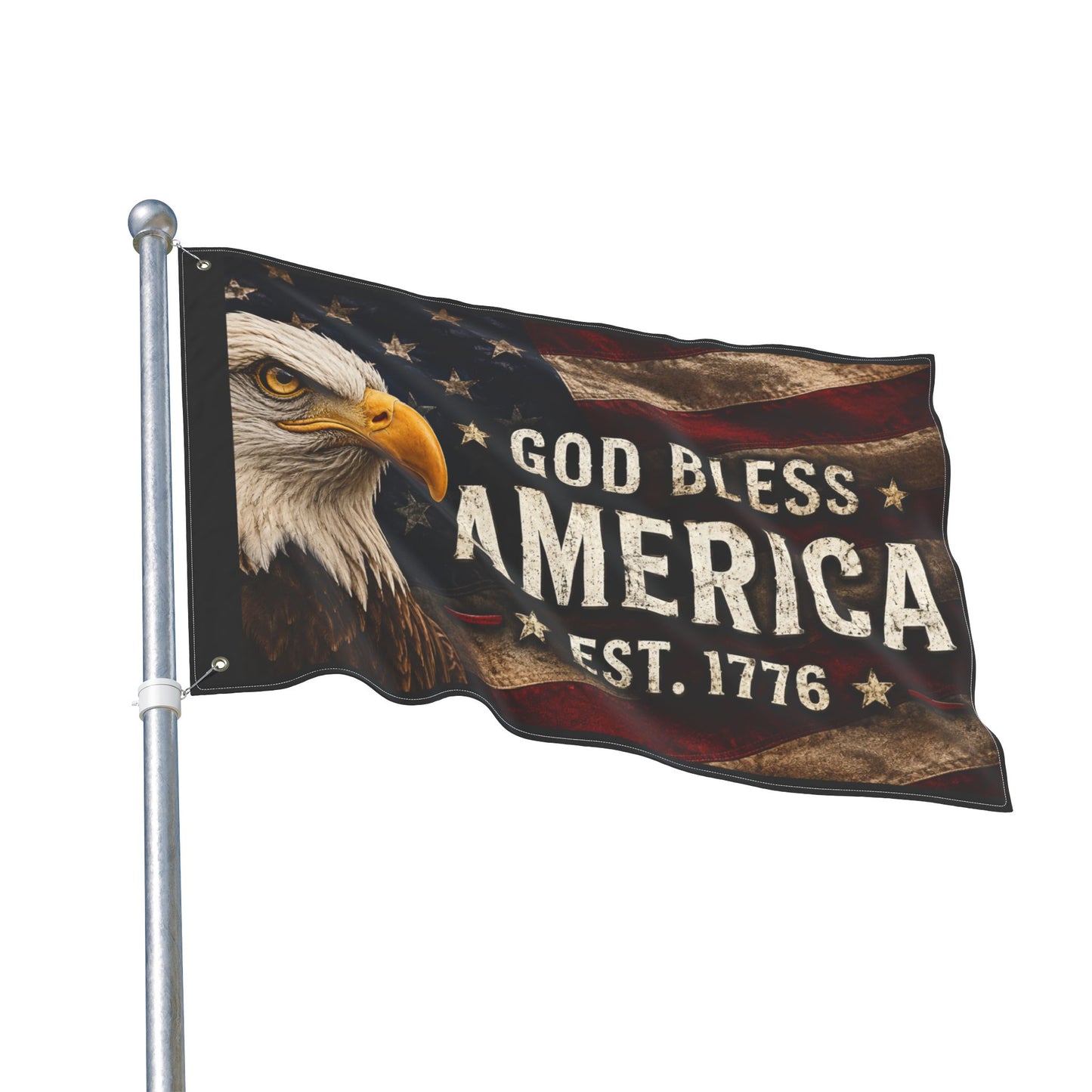 God Bless America Wall Flag – Est. 1776 Patriotic Eagle Flag
