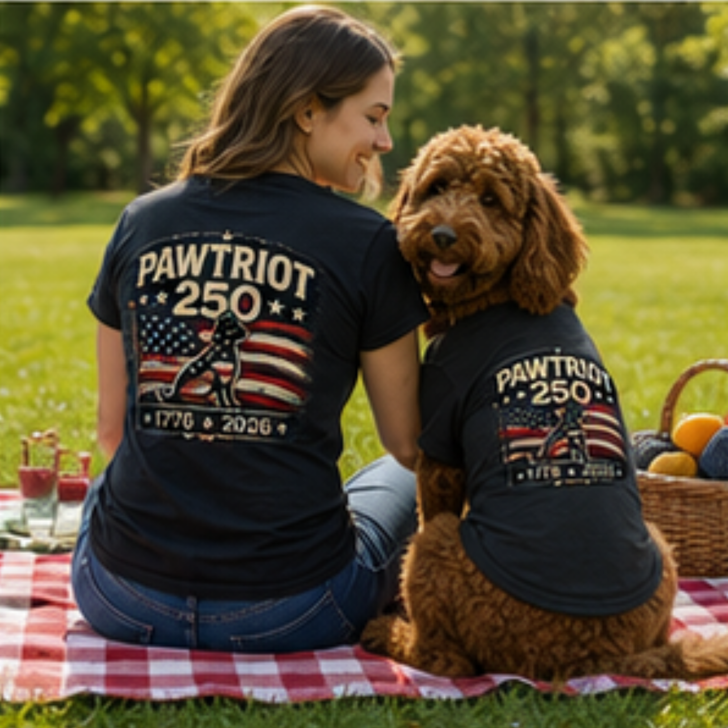 Pawtriot 250 Patriotic T-Shirt | America 250 Dog Lover Tee