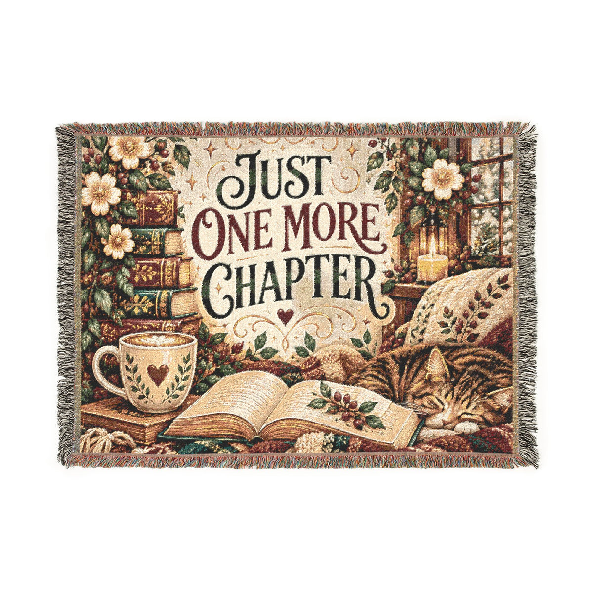 Just One More Chapter Blanket, Book Lover Gift, Bookish Throw Blanket, Reader Gift, Cozy Reading Blanket, Literary Gift, Bookworm Gift