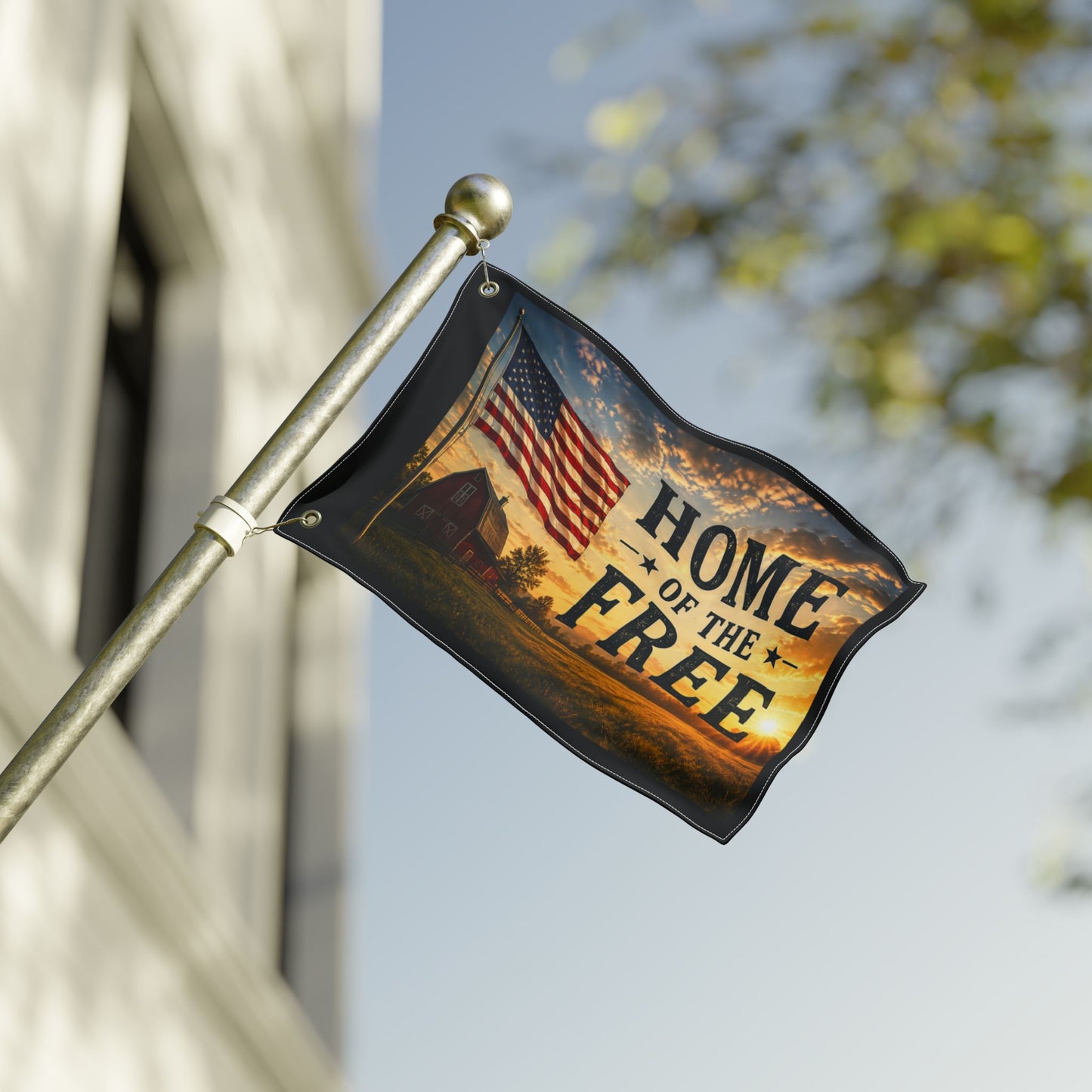 Patriotic "Home of the Free" Double-Sided Flag