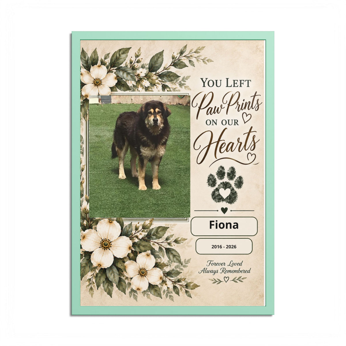 Personalized Pet Memorial Wall Art – Custom Dog or Cat Portrait, Pet Name & Dates, In Loving Memory Gift