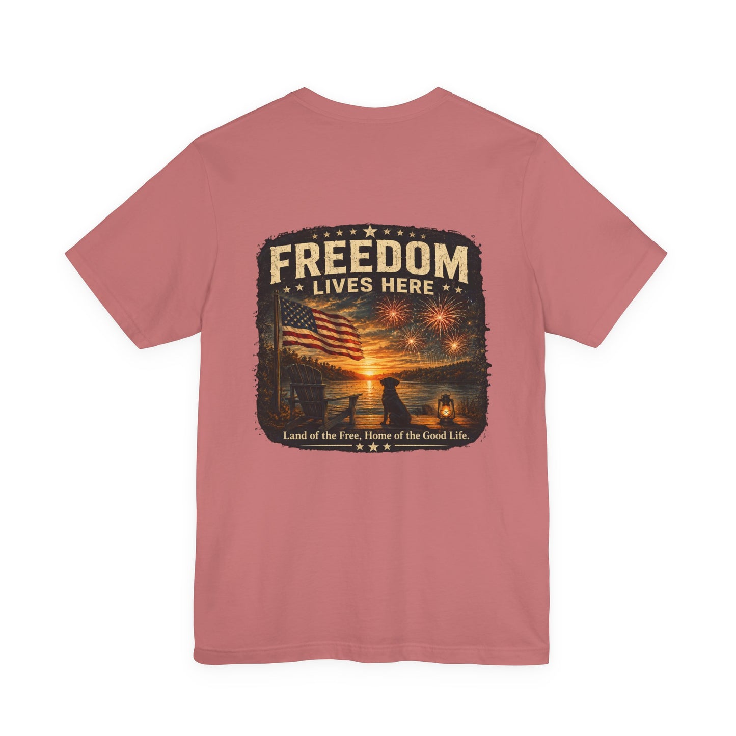 Freedom Lives Here T-Shirt — Patriotic American Flag Tee for 4th of July