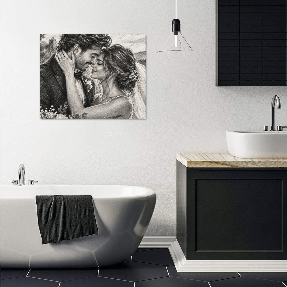 Custom Photo to Art Portrait, Personalized Wedding Portrait, Charcoal Drawing, Watercolor or Oil Painting, Custom Couple Gift