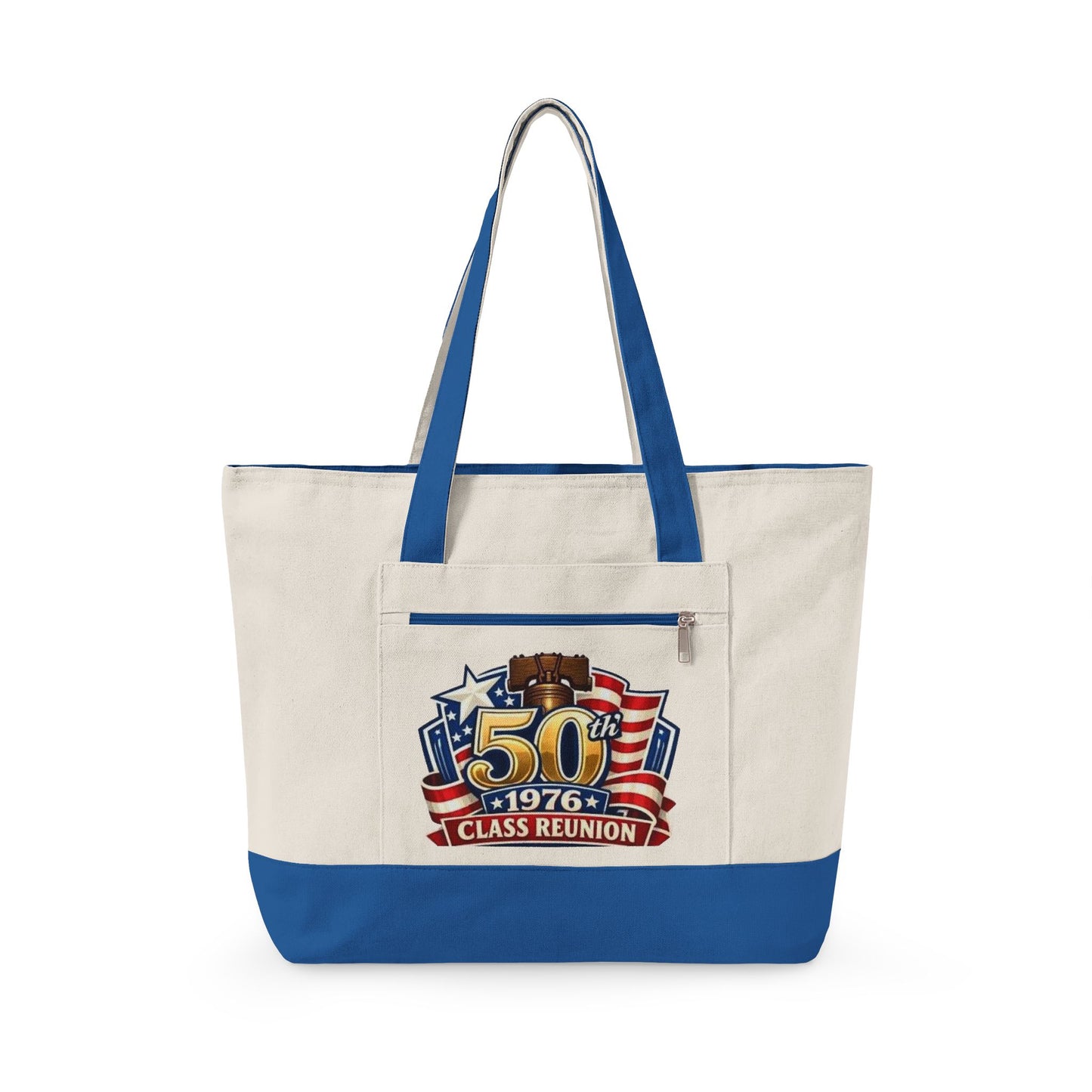 50th Class Reunion Tote Bag - 1976 Patriotic Canvas Zippered Tote