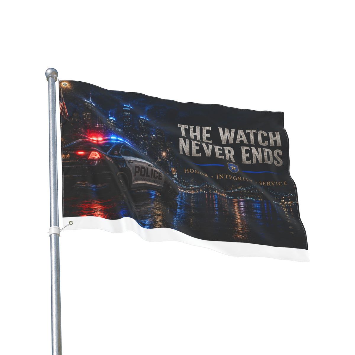The Watch Never Ends — Police Tribute Flag