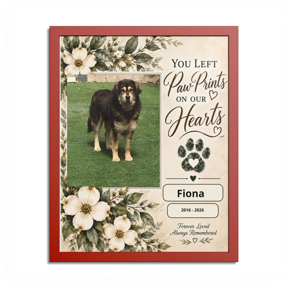 Personalized Pet Memorial Wall Art – Custom Dog or Cat Portrait, Pet Name & Dates, In Loving Memory Gift