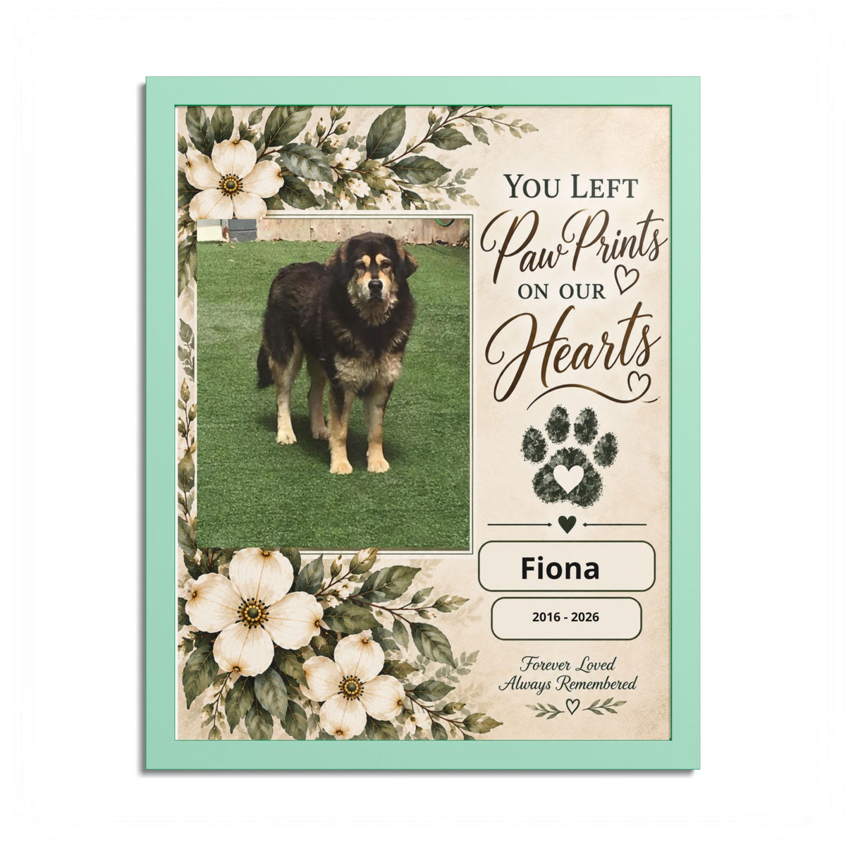 Personalized Pet Memorial Wall Art – Custom Dog or Cat Portrait, Pet Name & Dates, In Loving Memory Gift