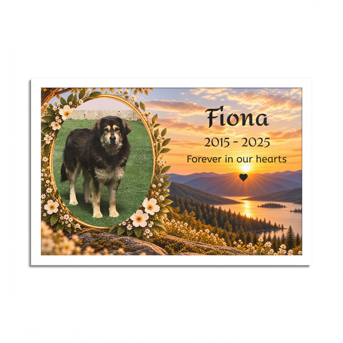 Pet Memorial Poster — Custom Name & Dates (“Forever in our hearts”)