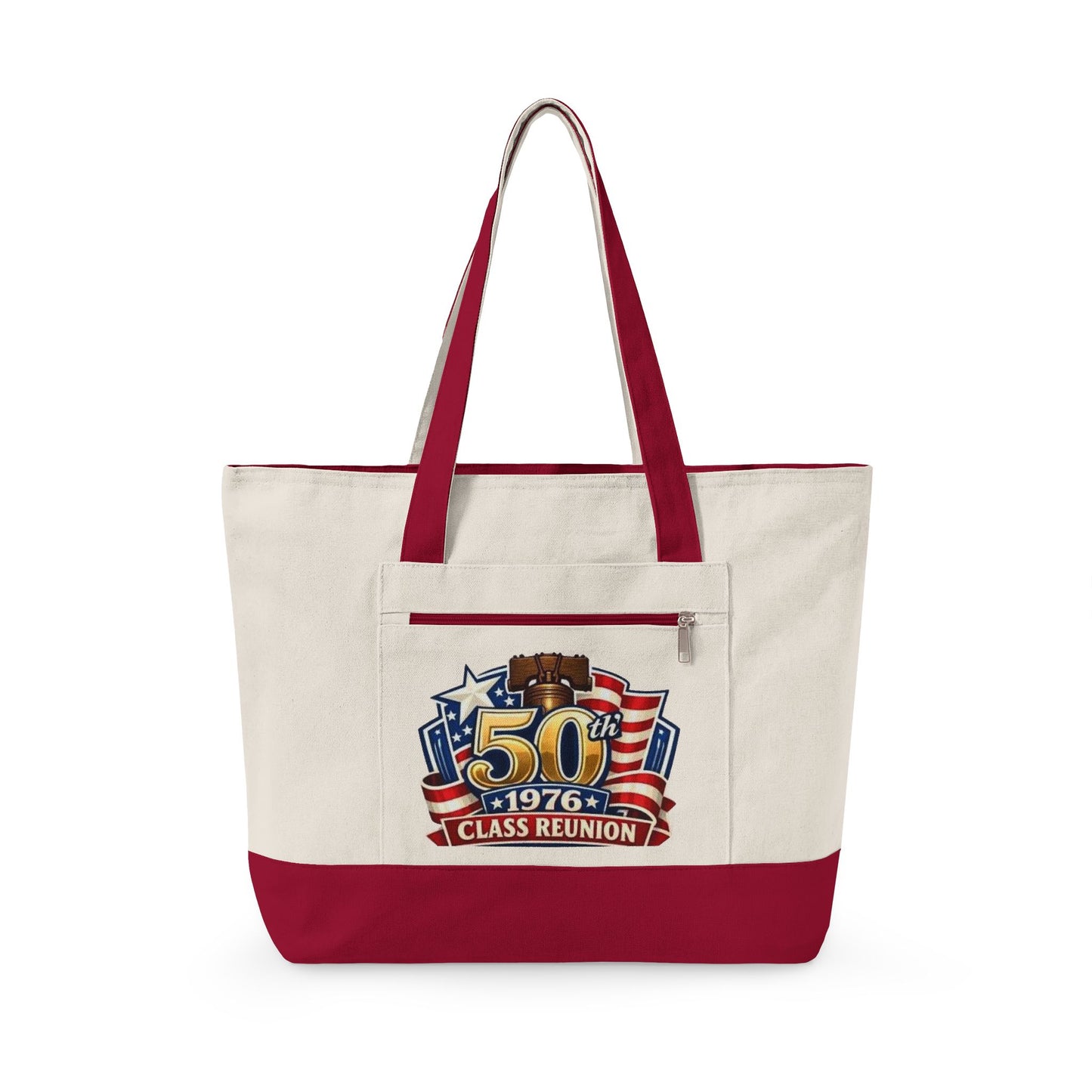 50th Class Reunion Tote Bag - 1976 Patriotic Canvas Zippered Tote