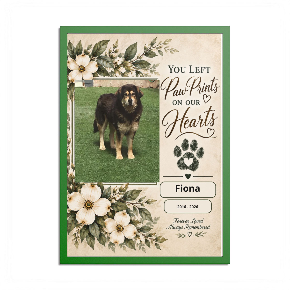 Personalized Pet Memorial Wall Art – Custom Dog or Cat Portrait, Pet Name & Dates, In Loving Memory Gift