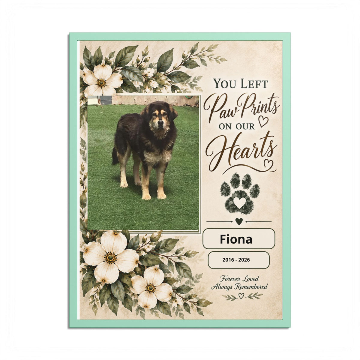 Personalized Pet Memorial Wall Art – Custom Dog or Cat Portrait, Pet Name & Dates, In Loving Memory Gift
