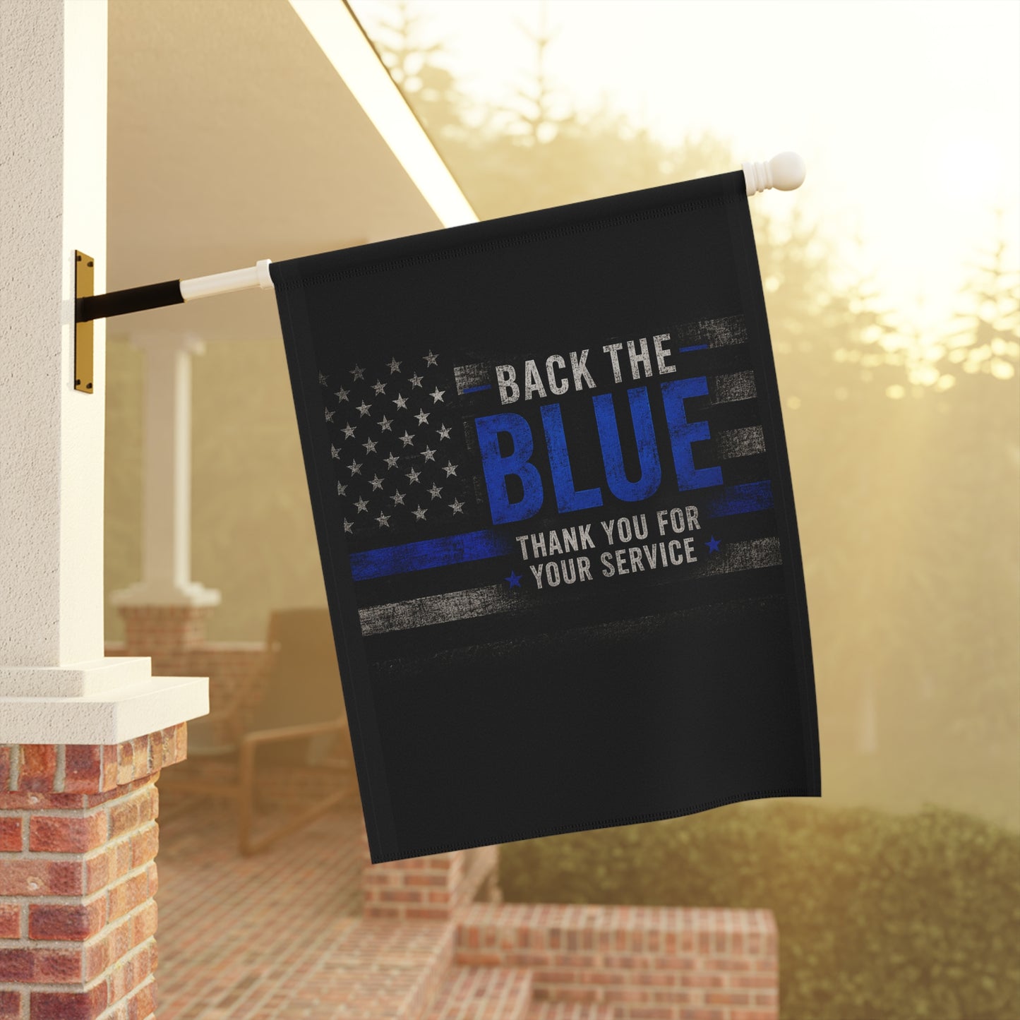 Back The Blue Garden Flag – Patriotic Thin Blue Line House Banner (Thank You For Your Service)