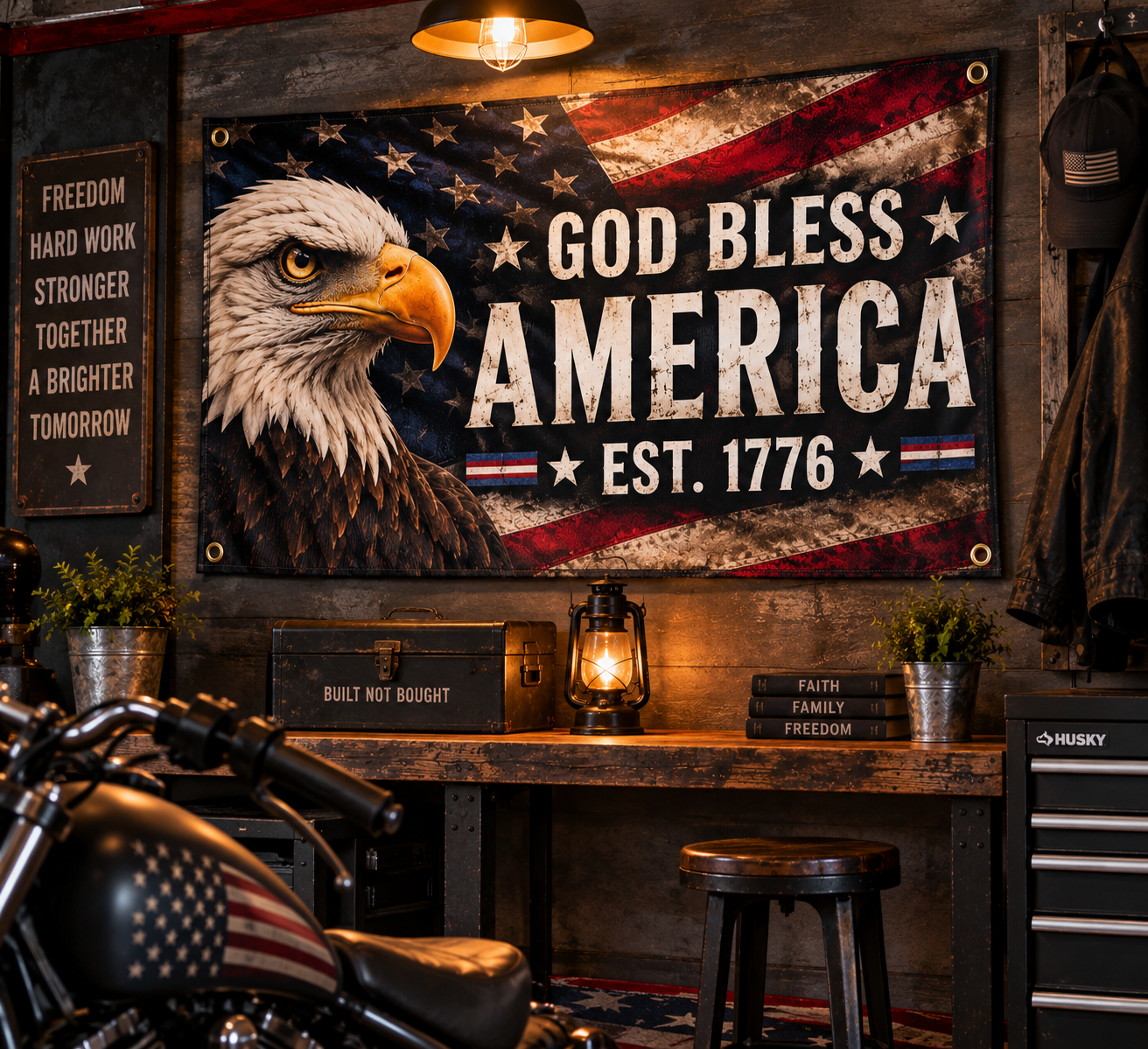 God Bless America Wall Flag – Est. 1776 Patriotic Eagle Flag