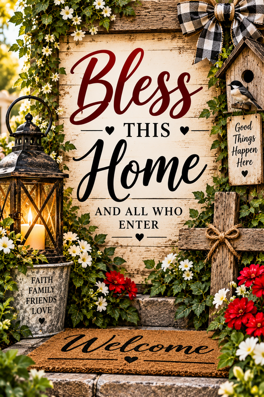 Bless This Home Garden Flag – Christian Faith Garden Flag, Religious Outdoor Decor, Farmhouse Porch Flag