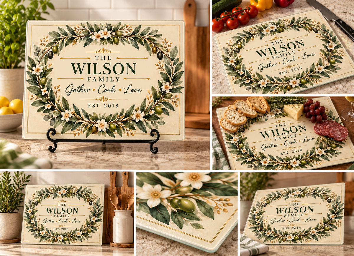 Personalized Family Cutting Board – Custom Last Name Kitchen Decor