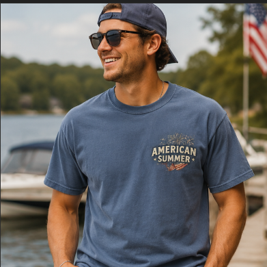 American Summer T-Shirt — Stars, Stripes & Sunshine Graphic Tee