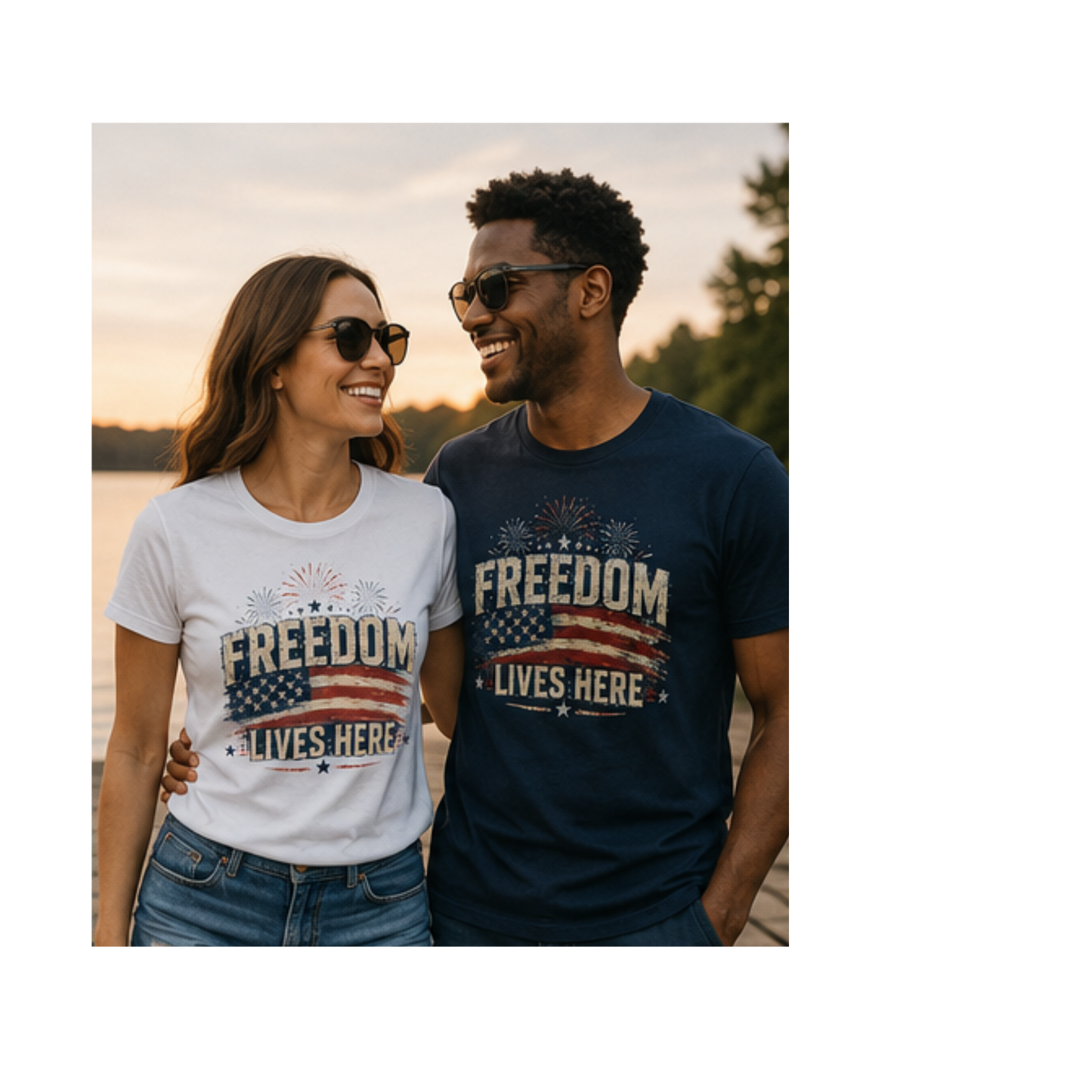 Freedom Lives Here T-Shirt — Patriotic American Flag Tee for 4th of July