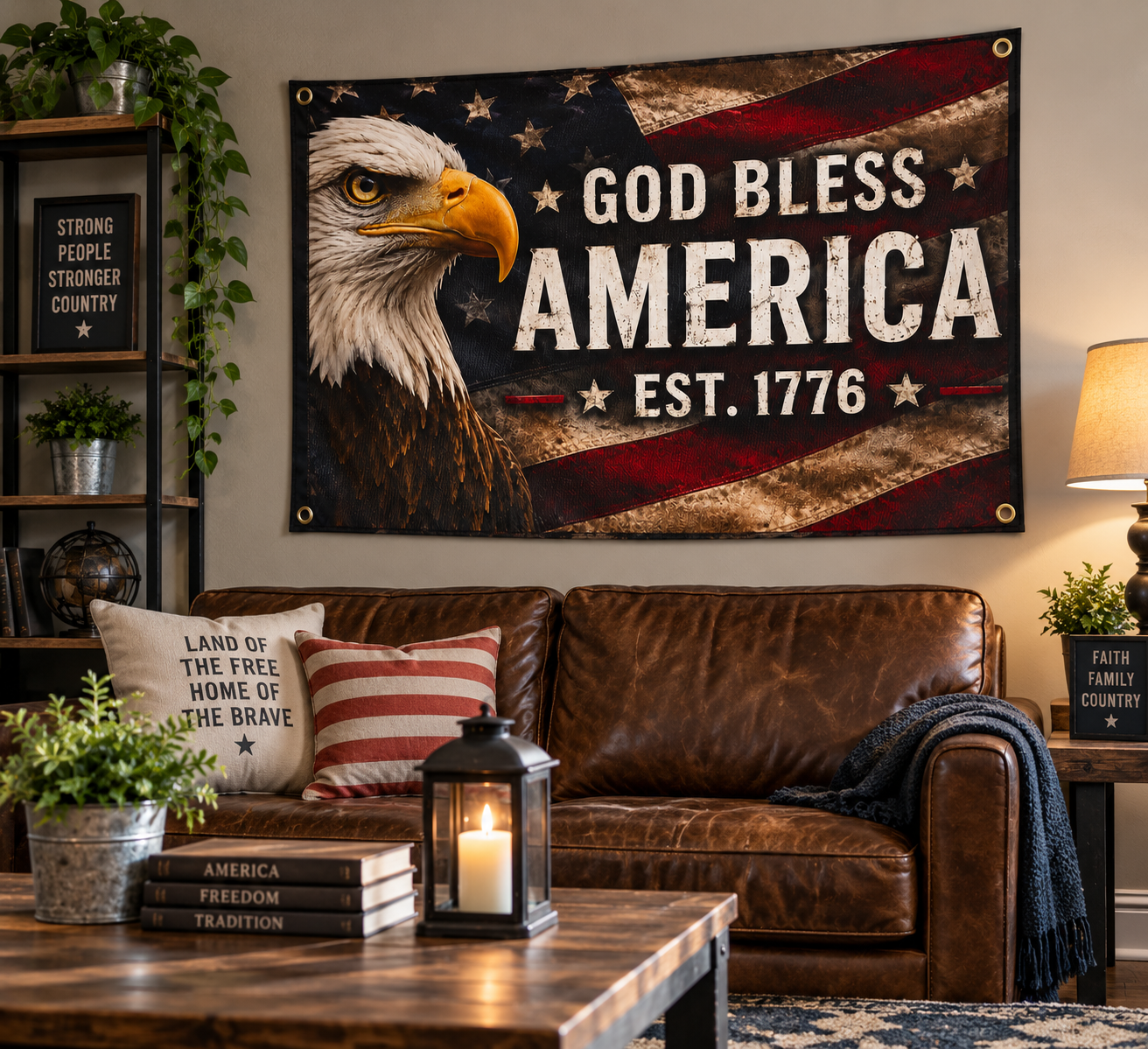 God Bless America Wall Flag – Est. 1776 Patriotic Eagle Flag